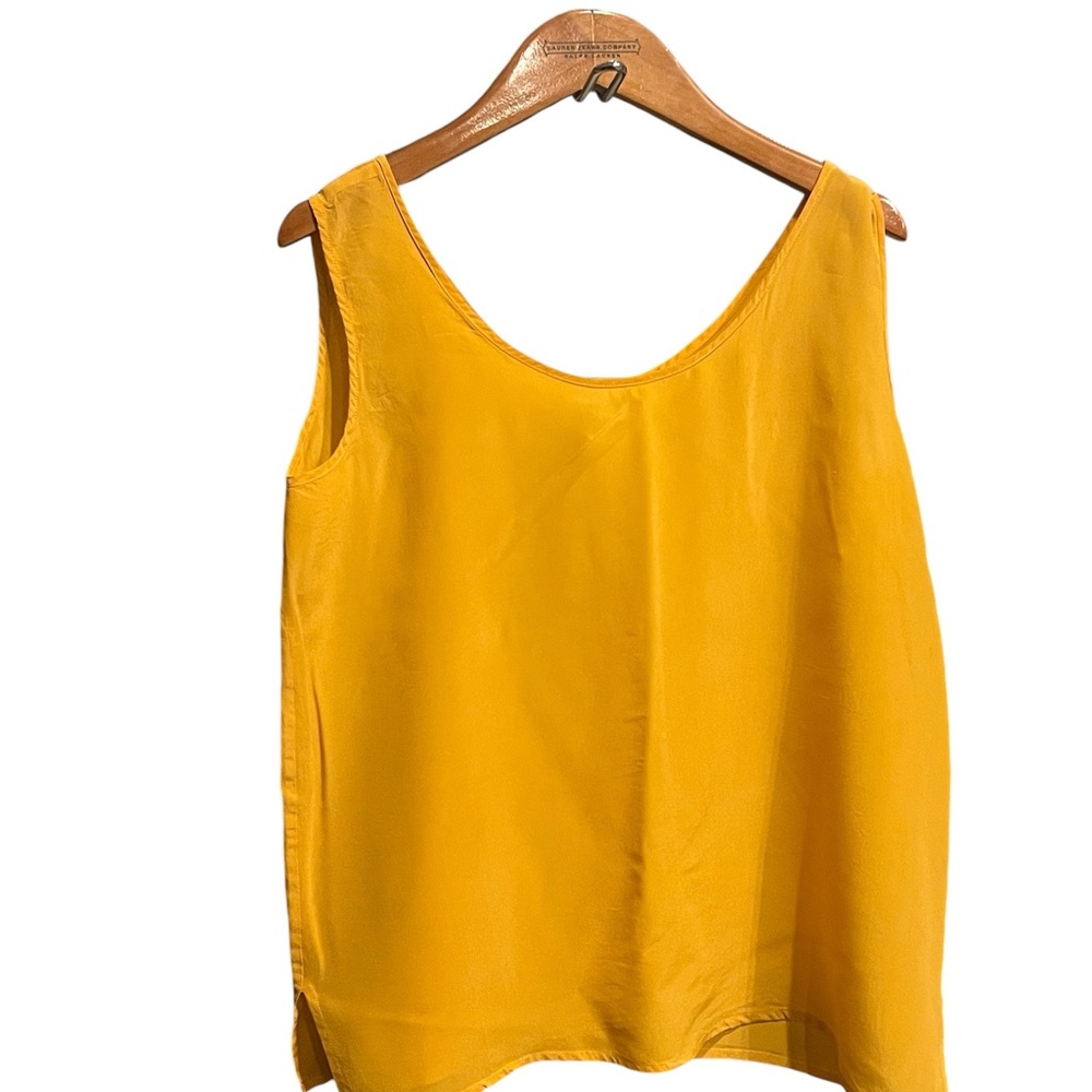 Yellow 100% silk tank top